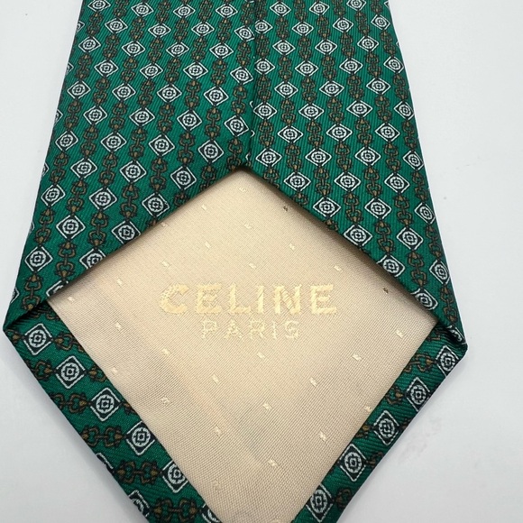 Celine Green Silk Tie - Picture 2 of 4